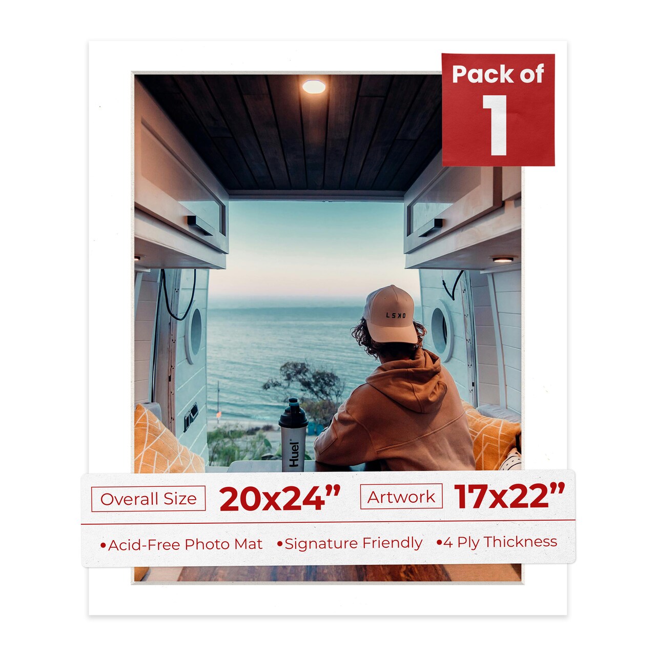 Off White Pebble Mat Board for 20x24 Frames - Fits 17x22 Photos